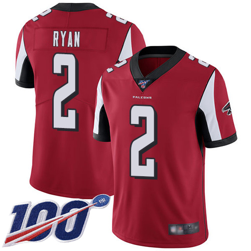 Atlanta Falcons Limited Red Men Matt Ryan Home Jersey NFL Football 2 100th Season Vapor Untouchable